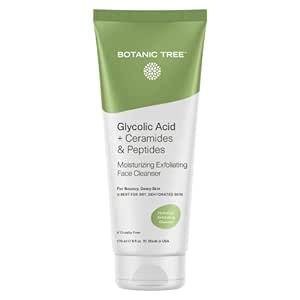 Botanic Tree Hydrating Exfoliating Cleanser with Glycolic Acid, Ceramides & Peptides, Gently exfoliate while hydrating skin for dewy bouncy skin
