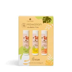 Hanalei Lip Balm and Moisturizer - Natural Kukui Oil and Beeswax Lip Moisturizer to Replenish and Repair Dry, Chapped Lips - (Variety Pack with SPF (3 Tubes))