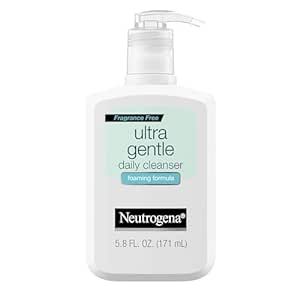 Neutrogena Fragrance Free Ultra Gentle Foaming Daily Cleanser, Hydrating Face Wash for Sensitive Skin, Removes Makeup & Gently Cleanses Without Over Drying, Hypoallergenic, 5.8 fl. oz