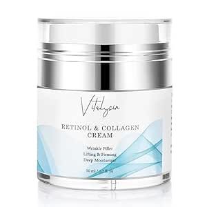 Vitalysin Retinol Cream for Face - Moisturizer with Hyaluronic Acid and Vtamin E, Reduce Wrinkles, Anti -ageing, Smooth the Skin, Promote Cell Turnover, Unclog Pores - All Skin Types - Unisex