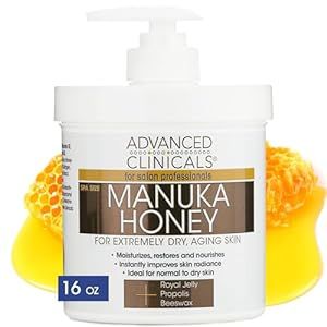 Advanced Clinicals Manuka Honey Cream Face Moisturizer & Body Butter For Dry Skin | Firming & Hydrating Miracle Balm Skin Care Moisturizing Lotion For Women, Wrinkles, & Sun Damaged Skin, 16Oz