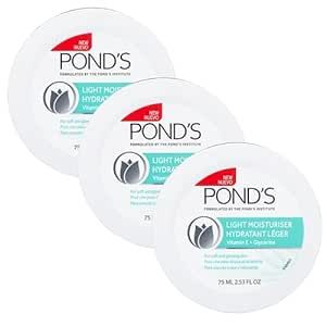 Pond's Light Moisturizer Cream, For Soft and Glowing Skin, Vitamin E, 3-Pack of 2.53 Fl Oz Each