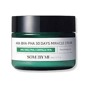 SOME BY MI AHA BHA PHA 30 Days Miracle Cream - 2.02Oz, 60ml - Made from Tea Tree Water for Sensitive Skin - Mild Face Moisturizer for Skin Calming and Soothing - Pore and Sebum Care - Korean Skin Care