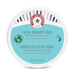 First Aid Beauty Facial Radiance Pads – Daily Exfoliating Pads with AHA that Help Tone & Brighten Skin – Compostable for Daily Use – 28 Pads