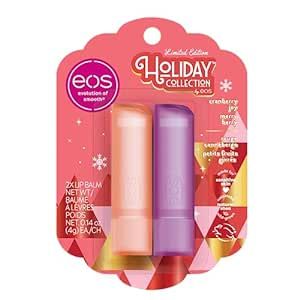 eos Holiday Lip Balm Gift- Cranberry Joy & Merry Berry, Stocking Stuffers, All-Day Moisture Lip Care, 0.14 oz, 2-Pack