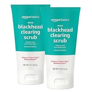 Amazon Basics Salicylic Acid Blackhead Clearing Scrub, Unscented, 5 Ounces, Pack of 2