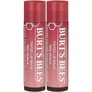 Burt's Bees Lip Tint Balm, Red Dahlia, 2-Pack, Hydrating Shea Butter for a Natural Looking Buildable Finish