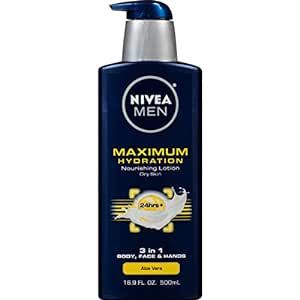 NIVEA MEN Maximum Hydration Body Lotion, 3-in-1 Nourishing Lotion for Men, 16.9 Fl Oz Bottle