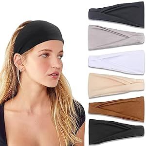 IVARYSS Headbands for Women, Non-Slip, Premium Stretchy Head Bands Hair Accessories,Wear for Yoga, Fashion, Working Out, Travel or Running, 6 Pack, Neutral