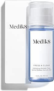 Medik8 Press and Clear - Clarifying Daily Facial Exfoliant - Exfoliating BHA Toner with Gentle-Release Salicylic Acid - Fast Action on Blemishes - Supports Skin's Natural Moisture Barrier - 5 oz