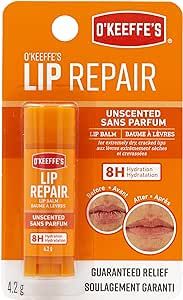 O'Keeffe's Unscented Lip Repair Lip Balm for Dry, Cracked Lips, Stick, (Pack of 1)