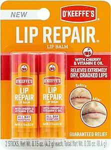 O'Keeffe's Lip Repair Lip Balm with Cherry & Vitamin E Oil, Stick, Twin Pack