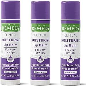 Medline Remedy Phytoplex Lip Balm, Moisturizing, Soothes and Protects, All Natural, 3 Pack